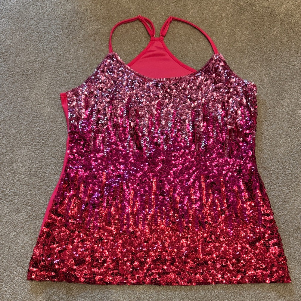 Pink Sequin Ombre Tank Top